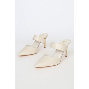 Lulus Faire Off White Pointed-toe Mules - Size 8.5